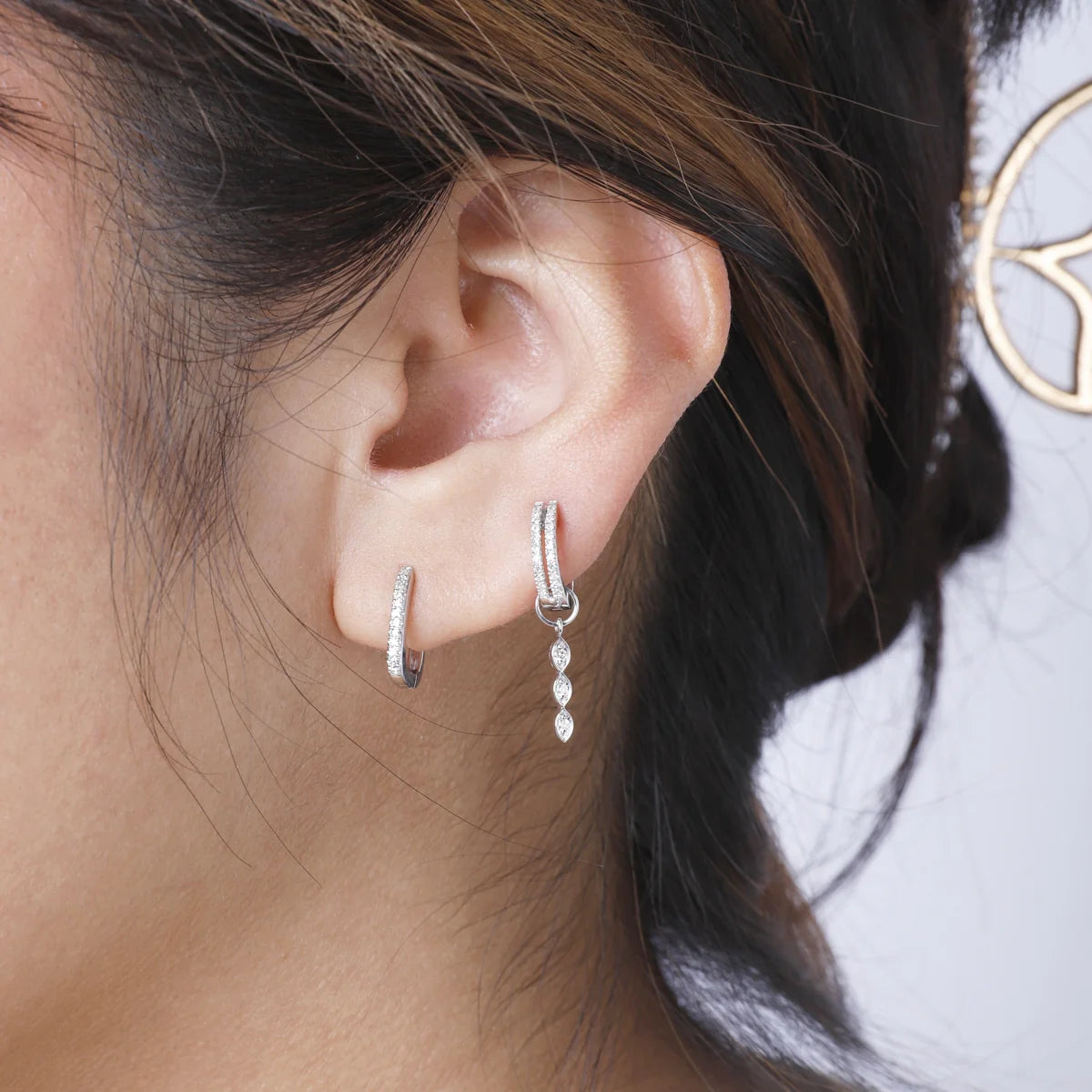 Petal Diamond Earring Charm/White Gold