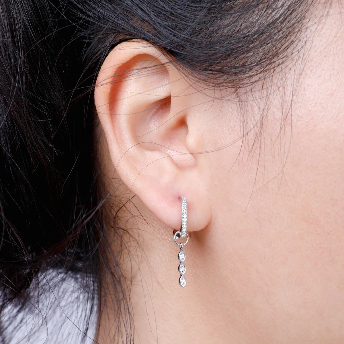 Petal Diamond Earring Charm/White Gold