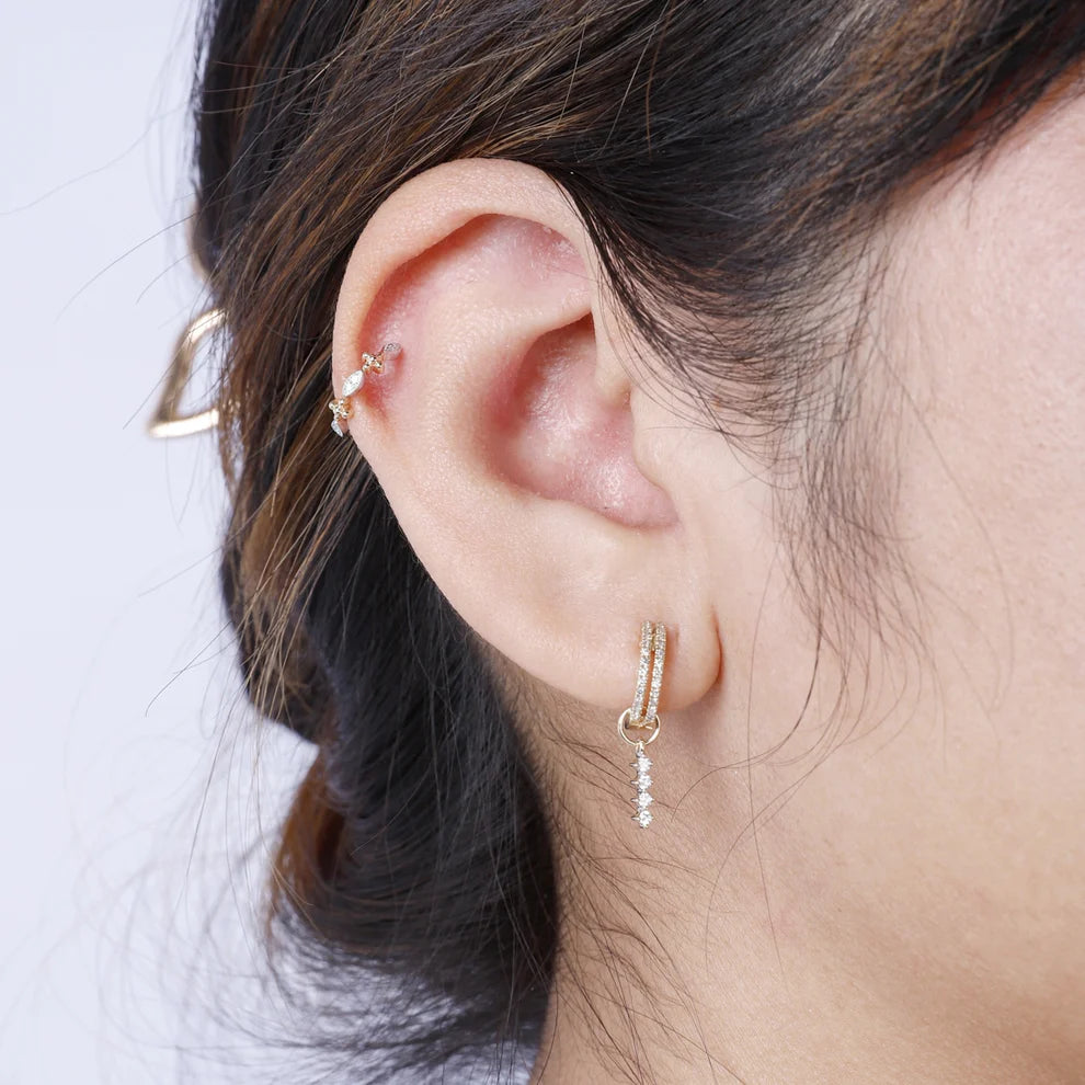 Mini Diamond Bar Charm/Yellow Gold