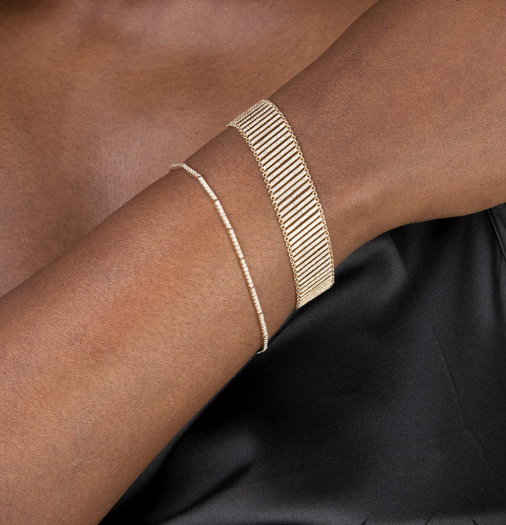 Glam Mesh Diamond Bracelet/Yellow Gold