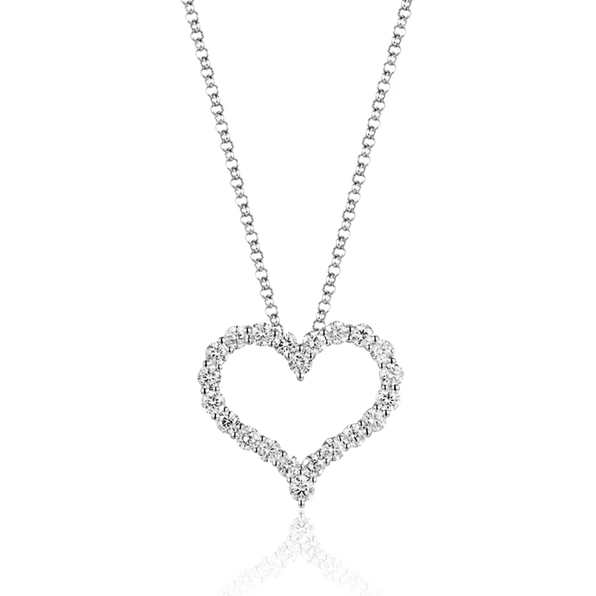 Diamond Heart Necklace/White Gold