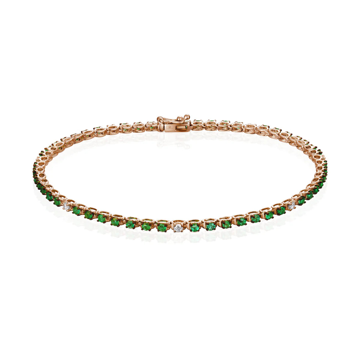 Emerald & Diamond Tennis Bracelet/Rose Gold