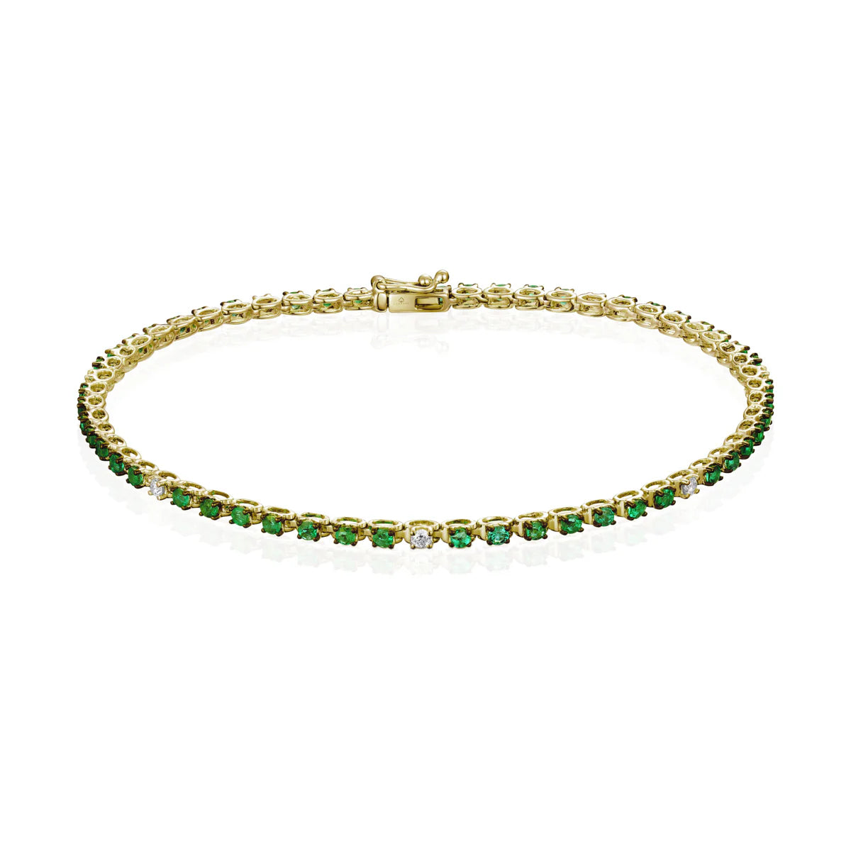 Emerald & Diamond Tennis Bracelet/Yellow Gold