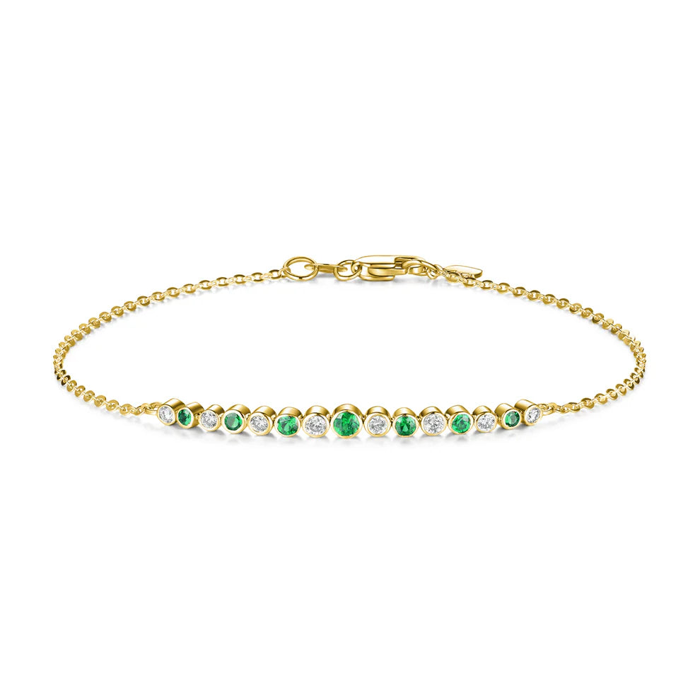 Bezel Emerald and Diamond Bracelet