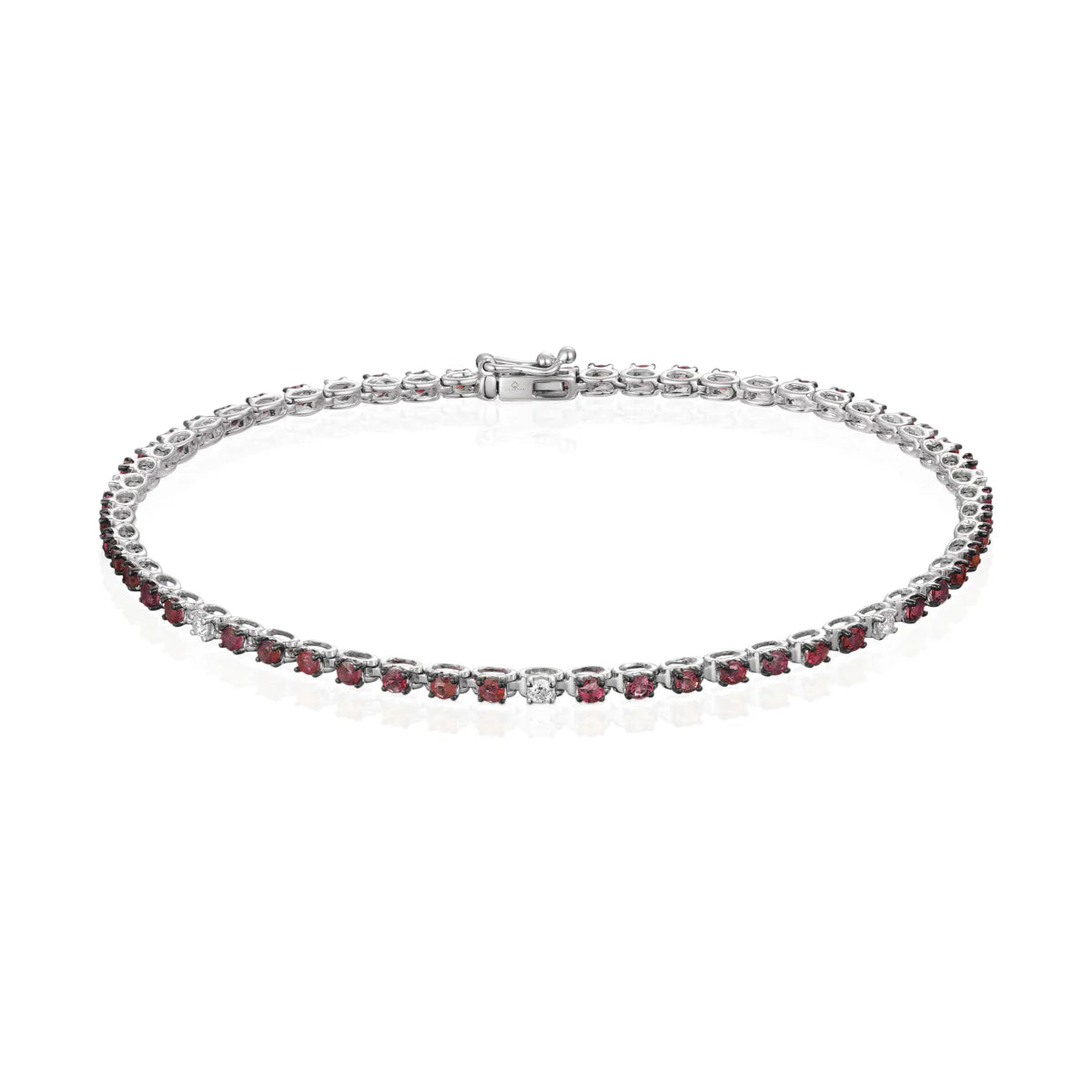 Ruby & Diamond Tennis Bracelet/White Gold