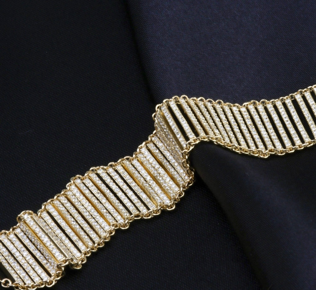 Glam Mesh Diamond Bracelet/Yellow Gold