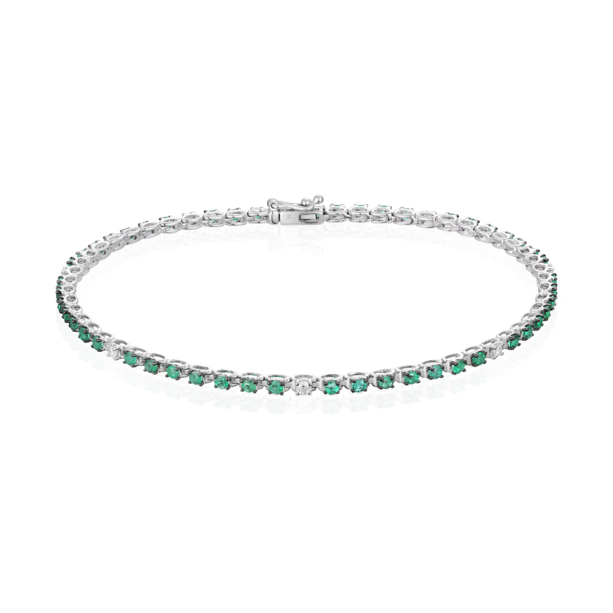 Emerald & Diamond Tennis Bracelet/White Gold