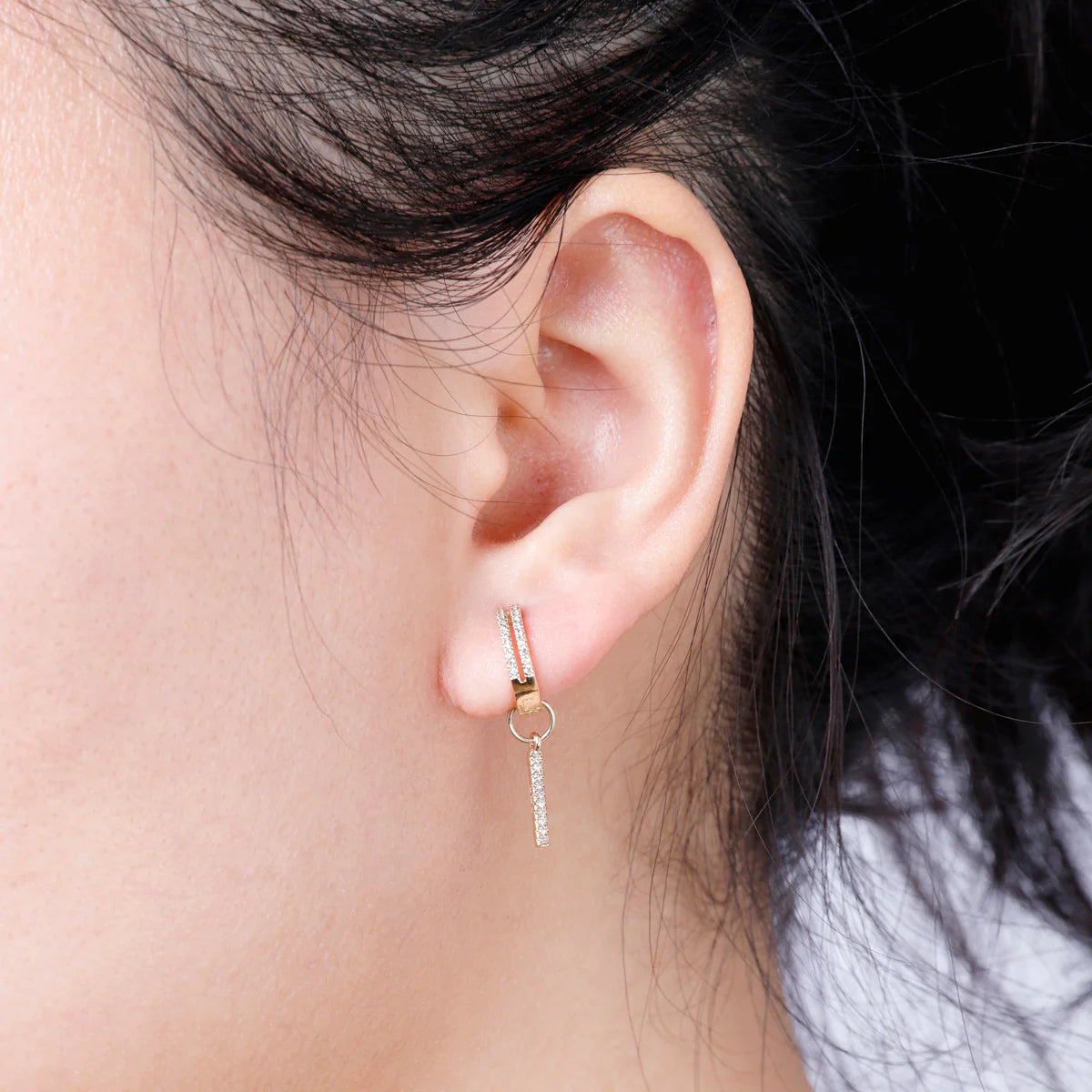 Long Diamond Bar Earring Charm