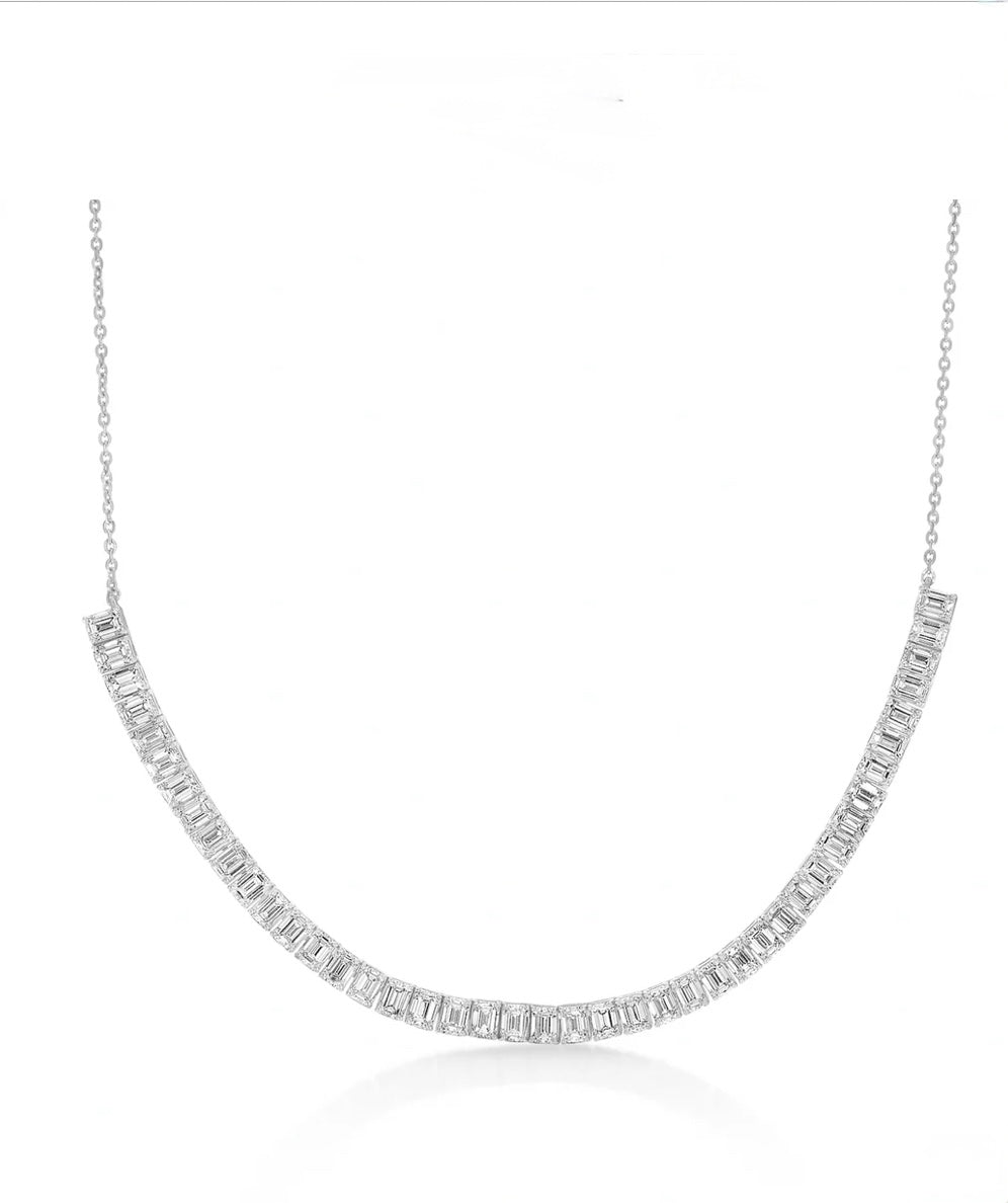 Lab-Grown Diamond Half-Tennis Necklace in 14kt/White Gold