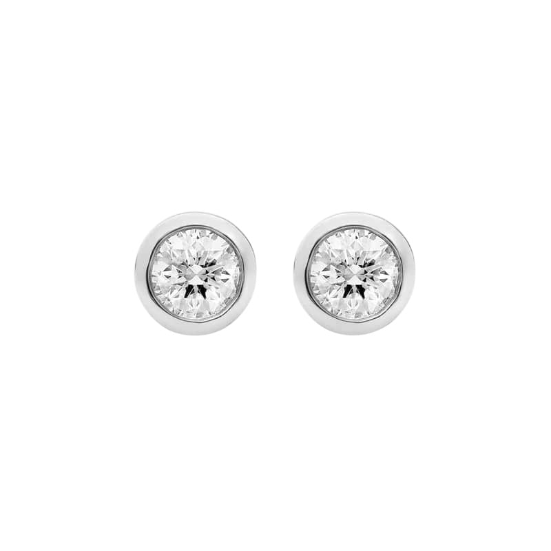 Bezel Lab Grown Round Diamond Studs