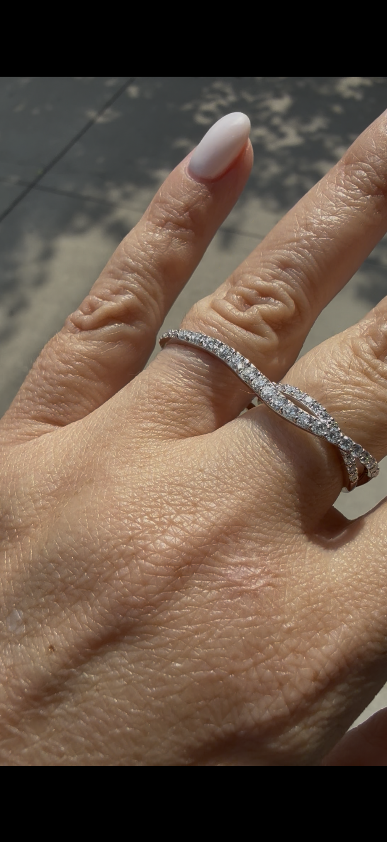 Diamond Wave Two finger Ring