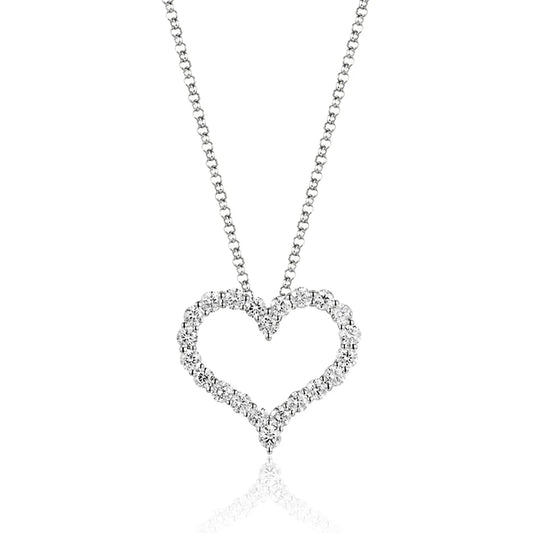Diamond Heart Necklace/White Gold