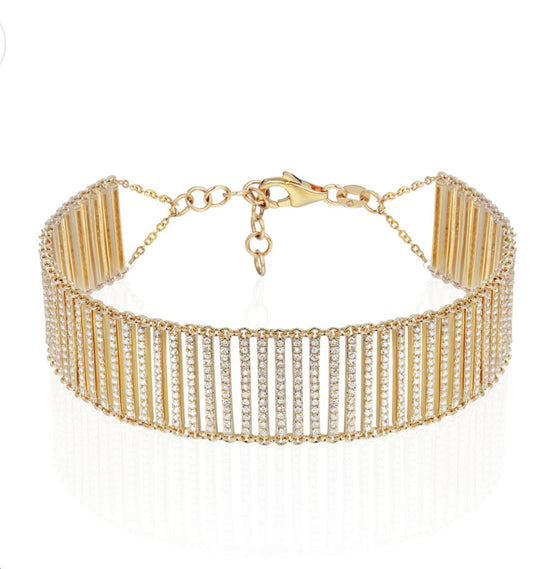 Glam Mesh Diamond Bracelet/Yellow Gold