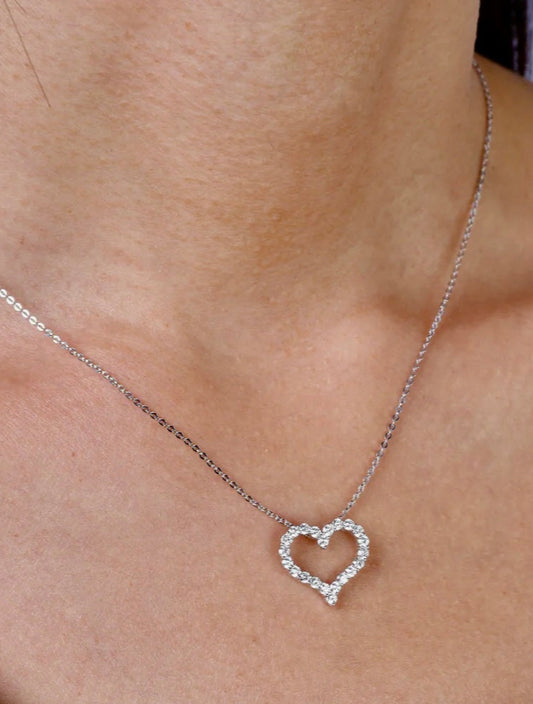 Diamond Heart Necklace/Rose Gold