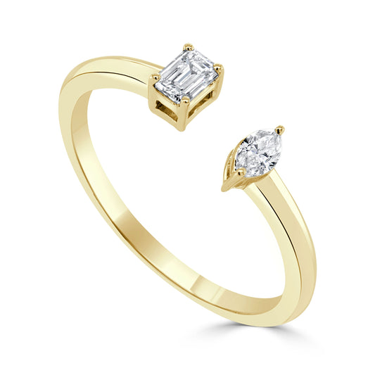 Emerald and Marquis Diamond Ring