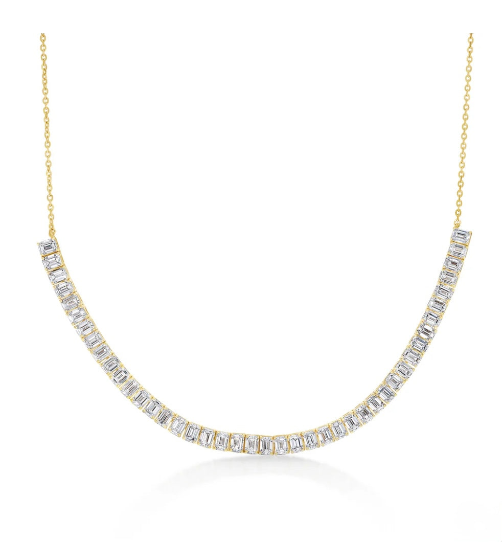 Lab-Grown Diamond Half-Tennis Necklace in 14kt/Yellow Gold