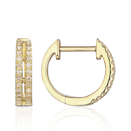 Double Huggie Diamond Hoops
