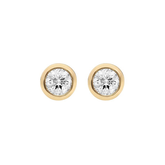 Bezel Lab Grown Round Diamond Studs