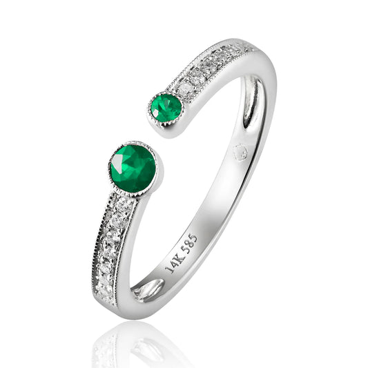 Natalia Two Stone Ring/Emerald