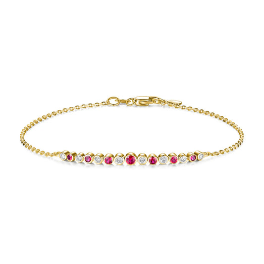 Bezel Ruby and Diamond Bracelet