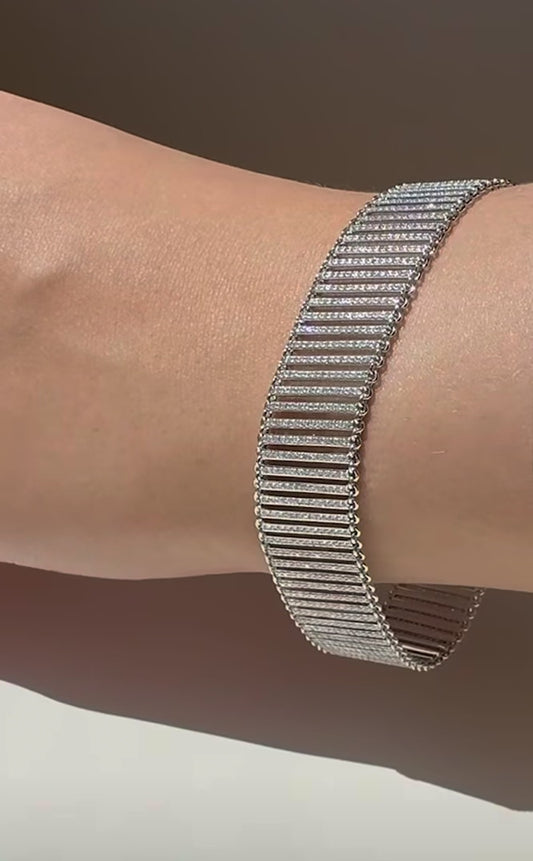 Glam Mesh Diamond Bracelet/White Gold